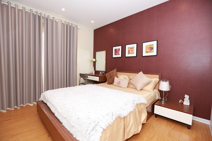 Phòng ngủ ại căn hộ cao cấp goldsilk complex mang được bố trí rất hợp lý