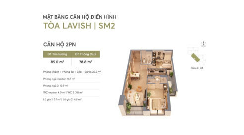 căn hộ 2PN của dự án Greenera Southmark