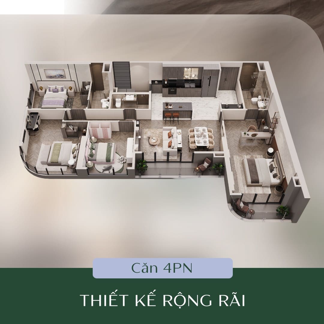 Layout thiết kế căn hộ 4PN tại jade square
