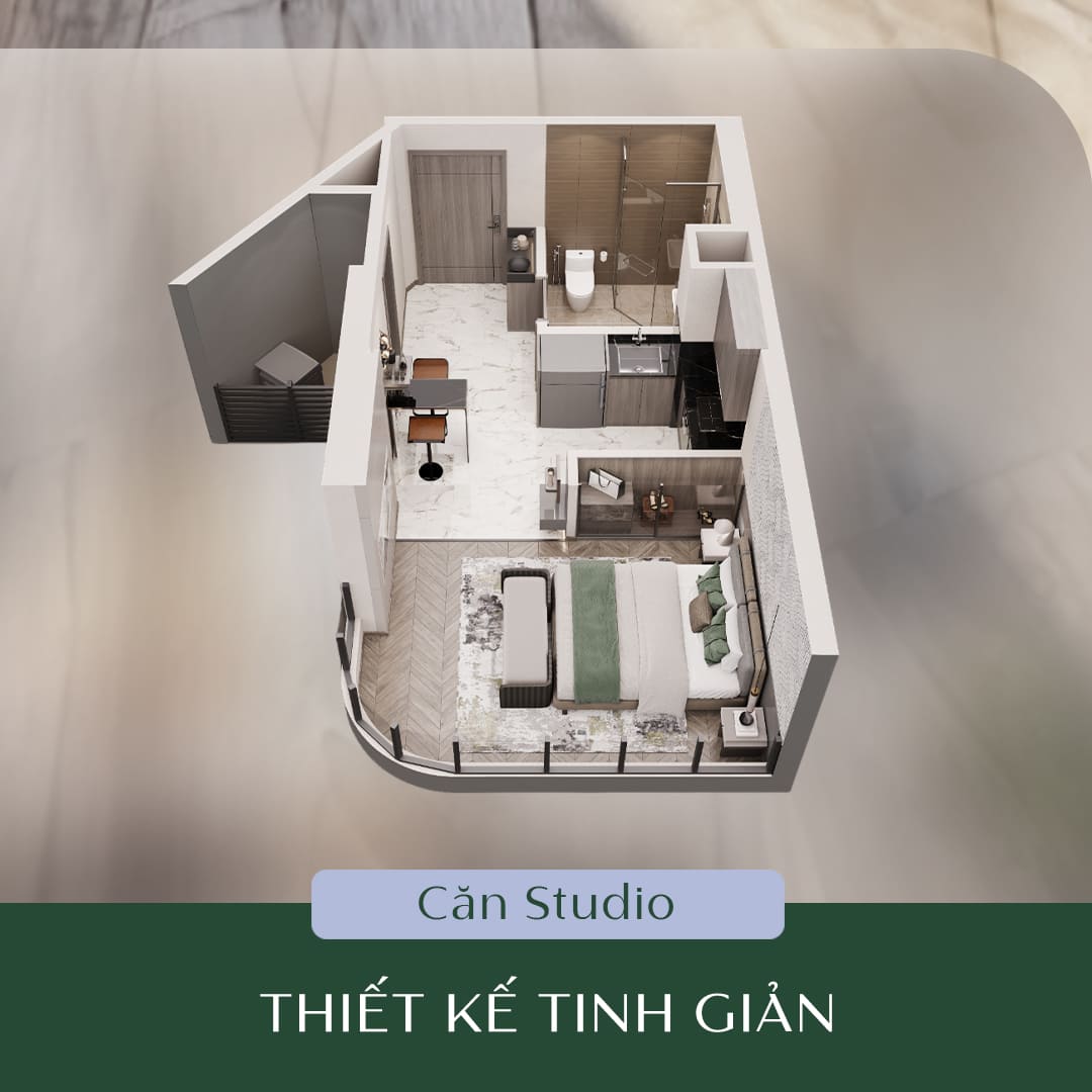 Layout thiết kế căn hộ studio tại jade square