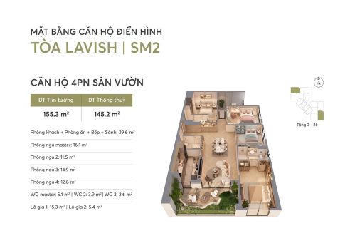 căn hộ 4pn dự án Greenera Southmark