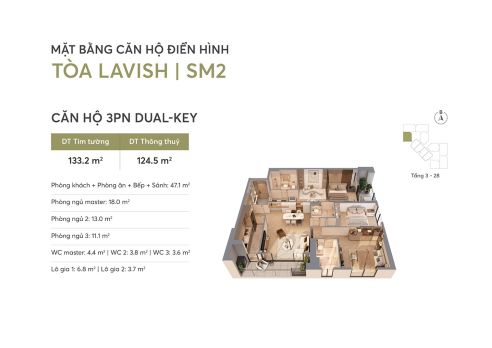 căn hộ 3pn dual key dự án greenera southmark