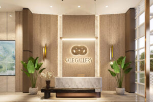 Phối cảnh sảnh đón tiếp sang trọng tại Sale Gallery The Vista Văn La.